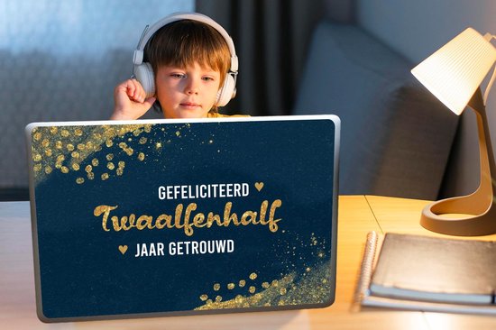 Sticker pour ordinateur portable - 17,3 pouces - Mariage - 12 5 ans mariés - Citation - Blauw