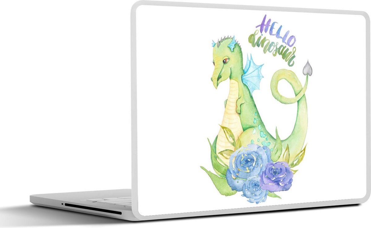 Laptop sticker - 13.3 inch - Dinosaurus - Rozen - Kinderkamer - Jongens - Meisjes - Kind - 31x22,5cm - Laptopstickers - Laptop skin - Cover