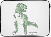 Laptophoes 14 inch - Kinderkamer - Dinosaurus - Tyrannosaurus Rex - Jongen - Meisjes - Kind - Laptop sleeve - Binnenmaat 34x23,5 cm - Zwarte achterkant