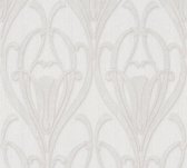 Livingwalls Mata Hari - Art Deco behang - Ornamenten met glitters - wit crème zilver - 1005 x 53 cm