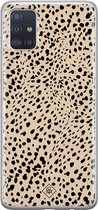 Samsung A51 hoesje siliconen - Stippen bruin abstract | Samsung Galaxy A51 case | Bruin/beige | TPU backcover transparant