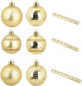 Set van 8 Gouden Kunststof Kerstballen 6 cm