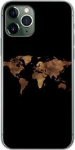 Geschikt voor iPhone 11 Pro hoesje - Wereldkaart - Doek - Kaart - Siliconen Telefoonhoesje