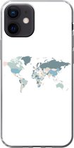 Geschikt voor iPhone 12 hoesje - Wereldkaart - Pastel - Landen - Siliconen Telefoonhoesje