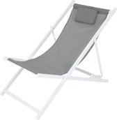 Chaise longue de Jardin Pro Garden Premium en aluminium - Zwart / Grijs - Pliable