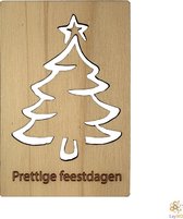 Lay3rD Lasercut - Houten Kerstkaart - Prettige Feestdagen Kerstboom - Berk