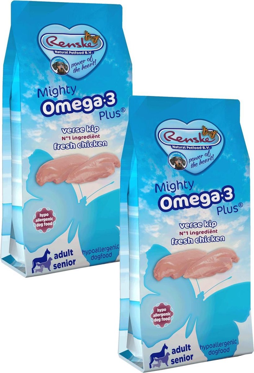 Renske Mighty Omega Plus Adult/Senior Kip - Hondenvoer - 2 x 3 kg Dogshopper