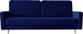 InpireMe - 3-zitsbank van Velvet voor woonkamer, slaapbank, sofa met slaapfunctie en opbergruimte, moderne bank, 3-zits - 220x95x95cm, 200x140cm - MAMARA (Donkerblauw)