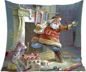 Sierkussen - Retro Kerstman Kerstmis - Multicolor - 60 Cm X 60 Cm