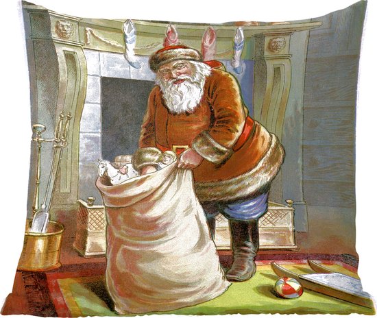 Sierkussens - Kussentjes Woonkamer - 60x60 cm - Kerstman - Kerstcadeau - Vintage - Kerstversiering - Kerstdecoratie voor binnen - Woonkamer