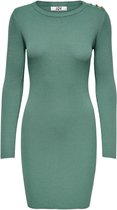 Jacqueline de Yong Jurk Jdyplum L/s O-neck Button Dress Knt 15247474 Sagebrush Green Dames Maat - XL