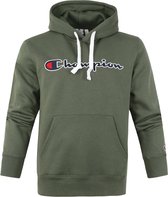 Champion - Hoodie Script Logo Olijfgroen - L - Regular-fit