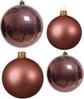 Compleet glazen kerstballen pakket oudroze glans/mat 38x stuks - 18x 4 cm en 20x 6 cm