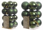 Kerstversiering kunststof kerstballen donkergroen 4-6 cm pakket van 40x stuks - Kerstboomversiering