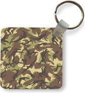 Sleutelhanger - Camouflage patroon in natuurlijke kleuren - Plastic - Rond - Uitdeelcadeautjes