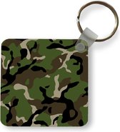 Sleutelhanger - Militair camouflage patroon - Plastic - Rond - Uitdeelcadeautjes