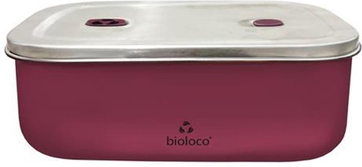 RVS bioloco Lunchtrommel 20cm x 13,5cm x 7cm - Berry Red/Fuchsia