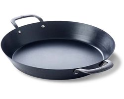 BK Black Steel BBQ Paella pan 38 cm - plaatstaal - carbon staal - Gietijzer handgreep - ovengeschikt tot 230°C - barbecue - handwas - BBQ set