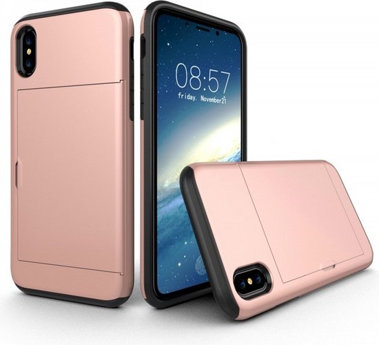 Mobiq - Hybrid Card Case iPhone X/XS - rosé gold