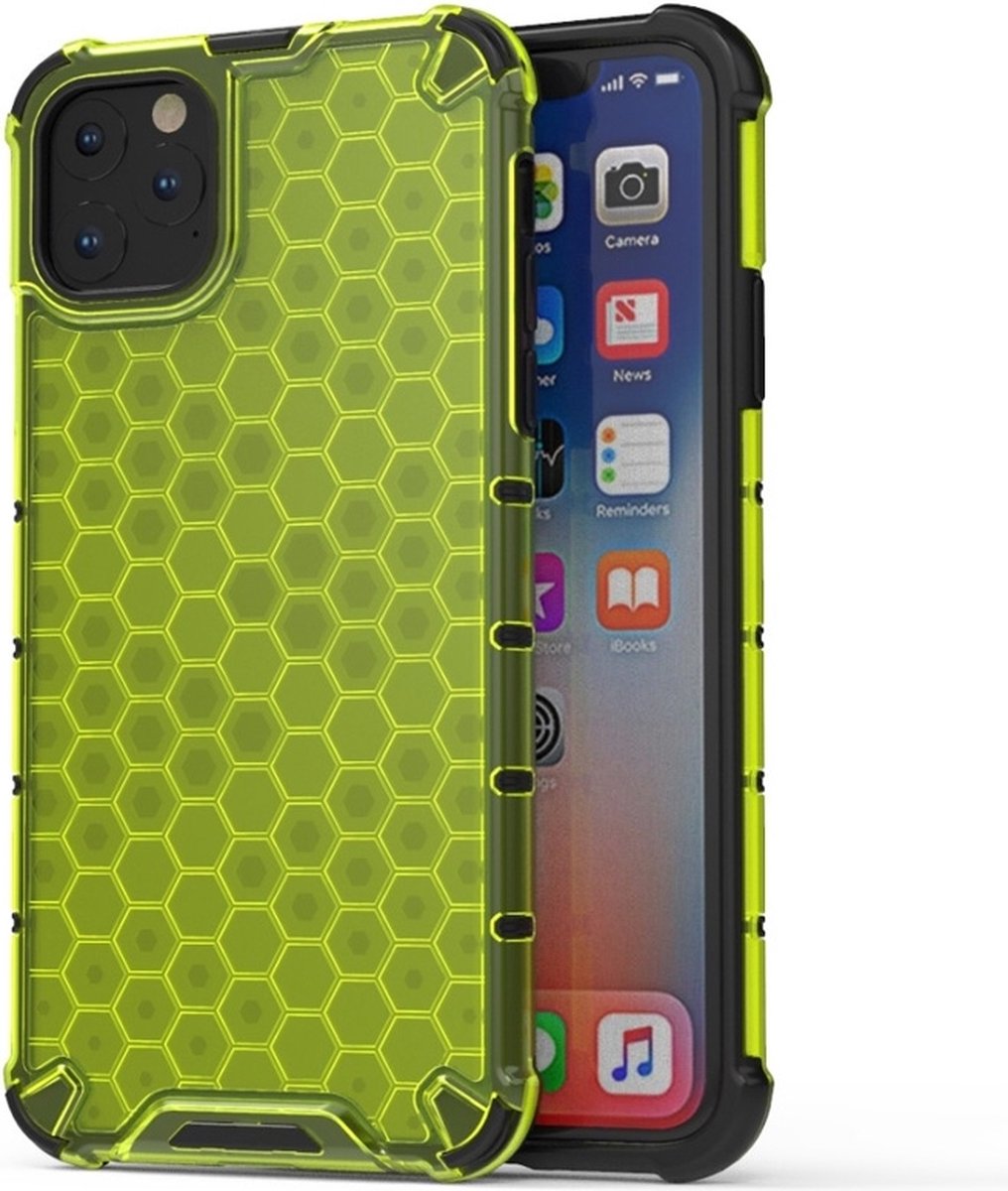 Mobiq - Honingraat Hybride Case iPhone 11 Pro - geel