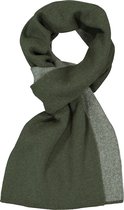 Profuomo heren sjaal - gebreid wolmengsel met kasjmier - olijfgroen met wit structuur dessin -  Maat: One size
