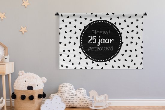 Tapisserie murale - Tissu mural - Mariage - 25 ans - Fête - 120x80 cm - Tapisserie - Cadeau Saint Valentin