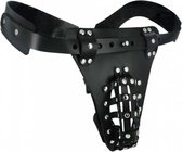 The Safety Net Leather Male Chastity Belt with Anal Plug Harness - BDSM - Chastity