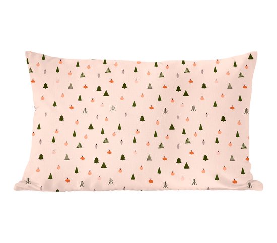 Sierkussens - Kussentjes Woonkamer - 60x40 cm - Kerstbomen - Kerstballen - Pastel - Kerstversiering - Kerstdecoratie voor binnen - Woonkamer