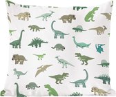 Kussen voor kinderkamers - Slaapkamer decoratie - Dinosaurus - Groen - Meiden - Jongens - Bruin - Kind - Patronen - 50x50 cm - Kussen voor kind