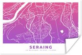 Poster Stadskaart - Seraing - Paars - België - 180x120 cm XXL - Plattegrond