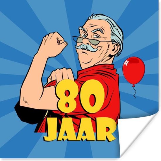 Poster Verjaardag - 80 Jaar - Man - 30x30 cm | bol.com