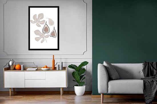 Poster in lijst - Fotolijst 60x90 cm - Posters - Zomer - Vijg - Wit - Posterlijst zwart - Decoratie - Wanddecoratie woonkamer - Muurdecoratie slaapkamer