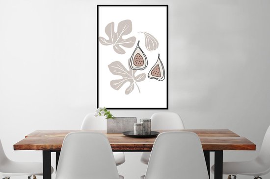Poster in lijst - Fotolijst 60x90 cm - Posters - Zomer - Vijg - Wit - Posterlijst zwart - Decoratie - Wanddecoratie woonkamer - Muurdecoratie slaapkamer