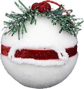 Kerstbal Katoenen Holly Belt 8cm - Plastic - wit - rood - groen - SILUMEN