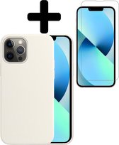 iPhone 13 Pro Max Hoesje Siliconen Case Back Cover Hoes Wit Met Screenprotector Dichte Notch - iPhone 13 Pro Max Hoesje Cover Hoes Siliconen Met Screenprotector Dichte Notch
