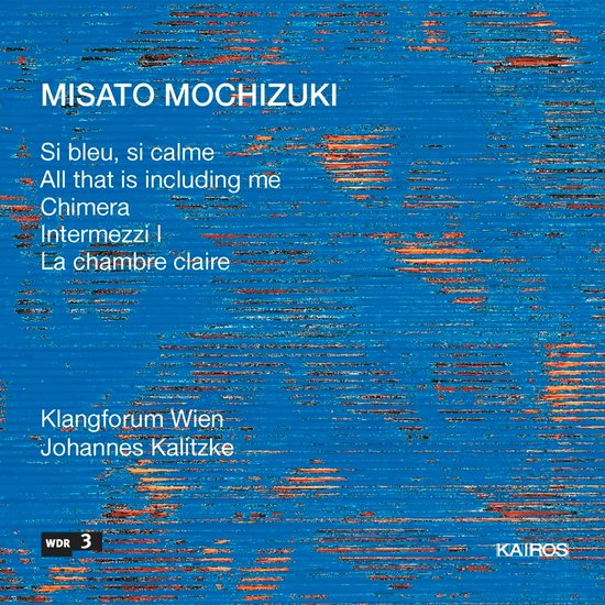 CDhoes met blauwe en oranje abstracte textuur, titel 'Misato Mochizuki' en lijst met composities.