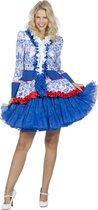 Wilbers - 100% NL & Oranje Kostuum - Jas Holland Delftsblauwe Tegels Vrouw - blauw - Maat 48 - Carnavalskleding - Verkleedkleding