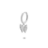 Twice As Nice Oorbel in zilver per stuk, oorring zirkonia met vlinder