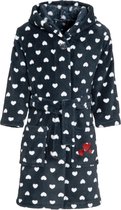 Playshoes - Fleece badjas voor meisjes - Hartjes - Marineblauw - maat 158-164cm (13-14 jaar)