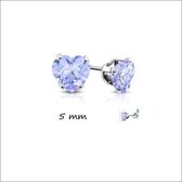 Aramat jewels ® - Stalen oorbellen zirkonia hartje 5mm lila