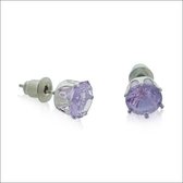 Aramat jewels ® - Oorbellen rond staal zirkonia 6.9mm licht paars