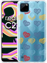 Realme C21Y Hoesje Doodle hearts - Designed by Cazy