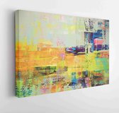 Onlinecanvas - Schilderij - Astract Behang Olieverf Met Penseelstreken In Warme Kleuren Art Horizontaal Horizontal - Multicolor - 80 X 60 Cm