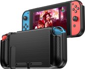 Geschikt voor Nintendo Switch Hoesje Geborsteld TPU Flexibele Cover Zwart