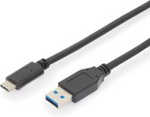 Digitus USB-kabel USB-A stekker, USB-C stekker 1.00 m Zwart DB-300146-010-S