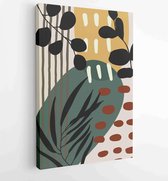 Oppervlakte patroon ontwerp. Abstracte kunst textielontwerp met literatuur of natuurlijke tropische lijnkunst schilderij 3 - Moderne schilderijen – Verticaal – 1857070768 - 50*40 V