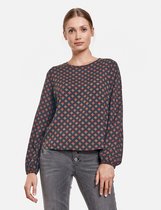 TAIFUN Dames Blouse met print all-over Charcoal gemustert-44