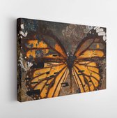 Onlinecanvas - Schilderij - Grunge Vlinder Art Horizontaal Horizontal - Multicolor - 40 X 30 Cm