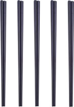 Luxe Eetstokjes - Zwarte Chopsticks - Sushi Stokjes - RVS - Vaatwasserbestendig - 5 Paar - Zwart