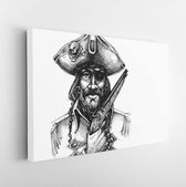 Onlinecanvas - Schilderij - Piraten Portret Tekening Art Horizontaal Horizontal - Multicolor - 40 X 30 Cm